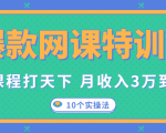 爆款网课特训营,一套课程打天下,网课变现的10个实操法,月收入3万到10万-逐浪前行