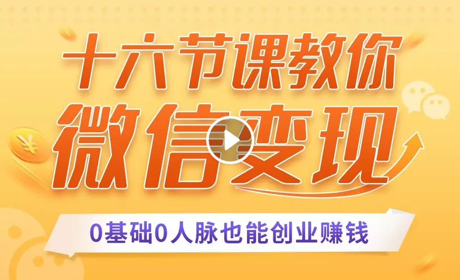 十六节课教你零基础微信变现，用单品打爆市场，每月收入超过10万+-逐浪前行