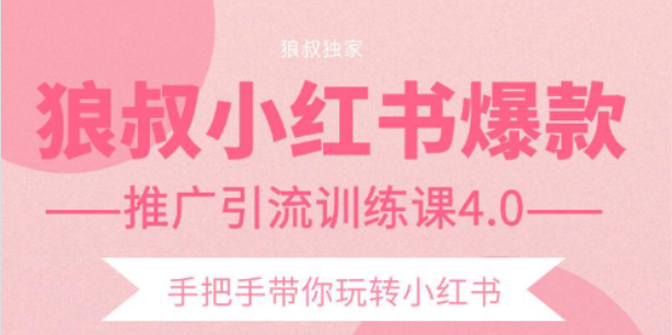 狼叔小红书爆款推广引流训练课4.0，手把手带你玩转小红书-逐浪前行