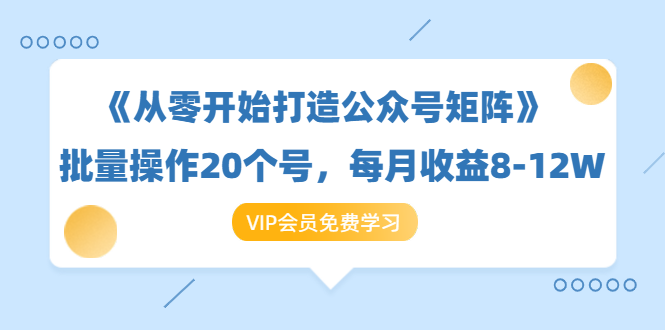 《从零开始打造公众号矩阵》批量操作20个号，每月收益大概8-12W（44节课）-逐浪前行