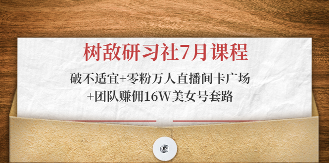 树敌研习社7月课程：破不适宜+零粉万人直播间卡广场+团队赚佣16W美女号套路-逐浪前行