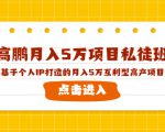高鹏月入5万项目私徒班,基于个人IP打造的月入5万互利型高产项目!-逐浪前行