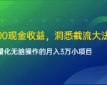 单日500现金收益,洞悉截流大法,一个批量化无脑操作的月入3万小项目-逐浪前行