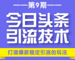 今日头条引流技术第9期,打造爆款稳定引流 百万阅读玩法,收入每月轻松过万-逐浪前行