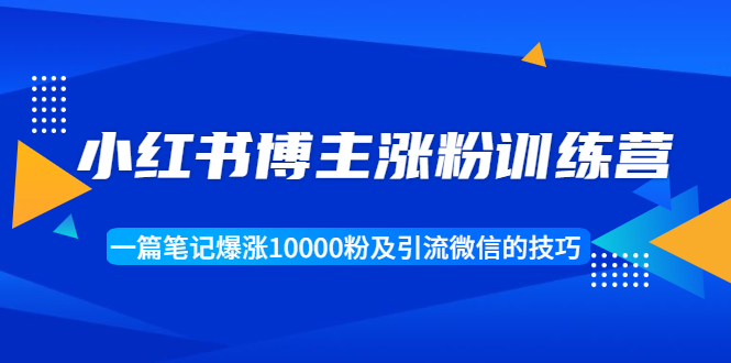 小红书博主涨粉训练营：一篇笔记爆涨10000粉及引流微信的技巧-逐浪前行