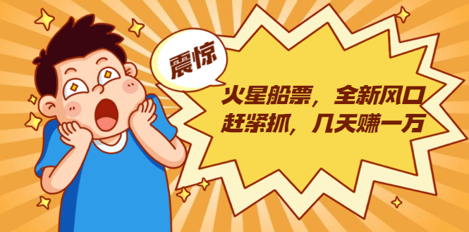 火星船票，全新风口赶紧抓，几天赚一万+摆地摊卖尾货月入一万（5个项目）-逐浪前行