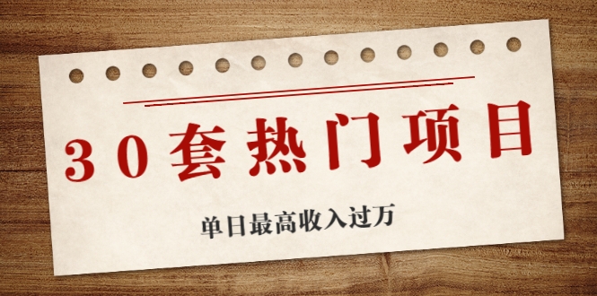 30套热门项目：单日最高收入过万 (网赚项目、朋友圈、涨粉套路、抖音、快手)等-逐浪前行