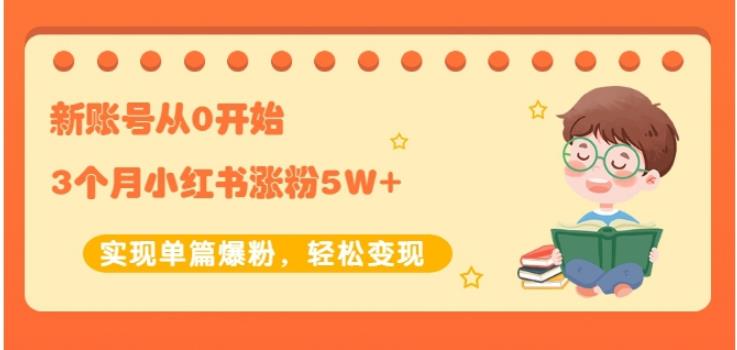 生财小红书涨粉变现：新账号从0开始3个月小红书涨粉5W+实现单篇爆粉-逐浪前行