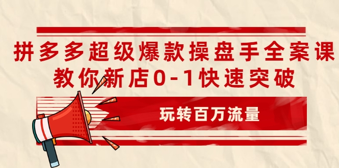 拼多多超级爆款操盘手全案课，教你新店0-1快速突破，玩转百万流量-逐浪前行