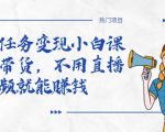 全民任务变现小白课,不用带货,不用直播,拍视频就能赚钱-逐浪前行