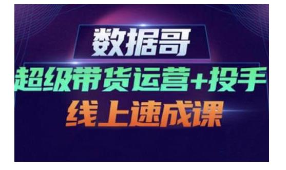 数据哥·超级带货运营+投手线上速成课，快速提升运营和熟悉学会投手技巧-逐浪前行