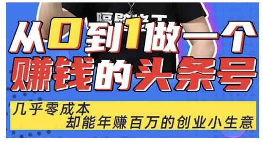 佬王·从0到1做一个赚钱的头条号，几乎零成本，却能年赚百万的创业项目-逐浪前行