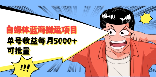 自媒体蓝海搬运项目：单号收益每月基本都可以达到5000+，可批量-逐浪前行