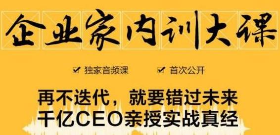 企业家内训大课，未来企业必学经验，价值1299元-逐浪前行
