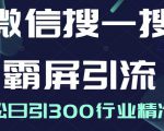 微信搜一搜霸屏引流课，打造被动精准引流系统，轻松日引300行业精准粉-逐浪前行