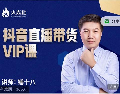 锤十八-抖音直播带货VIP课，专注直播带货有效盈利模式-逐浪前行