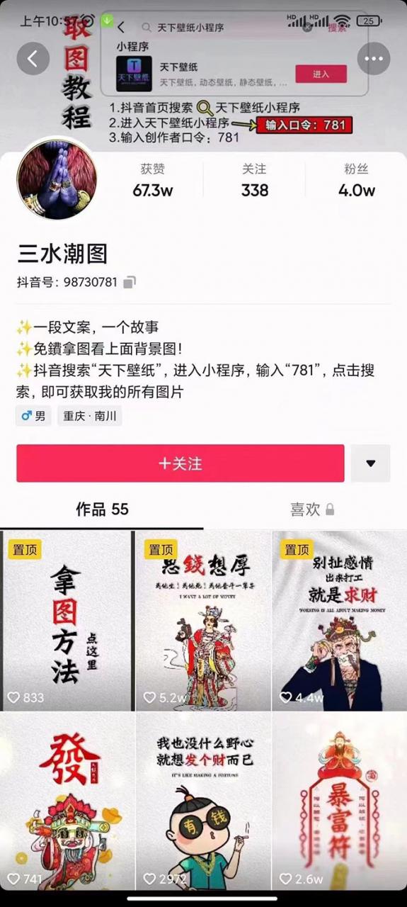 国潮壁纸变现项目，新手可操作日赚200+【素材+软件+教程】-逐浪前行