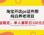 淘宝开店ps证件照,纯白养老项目,单人兼职稳定日100元(教程+软件+素材)-逐浪前行