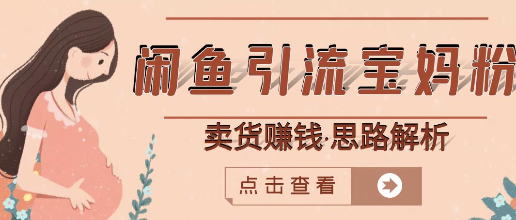 闲鱼引流宝妈粉+卖货赚钱一个月收益30000+（实操视频教程）-逐浪前行