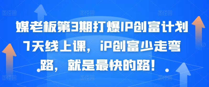 媒老板第3期打爆IP创富计划7天线上课，iP创富少走弯路，就是最快的路！-逐浪前行