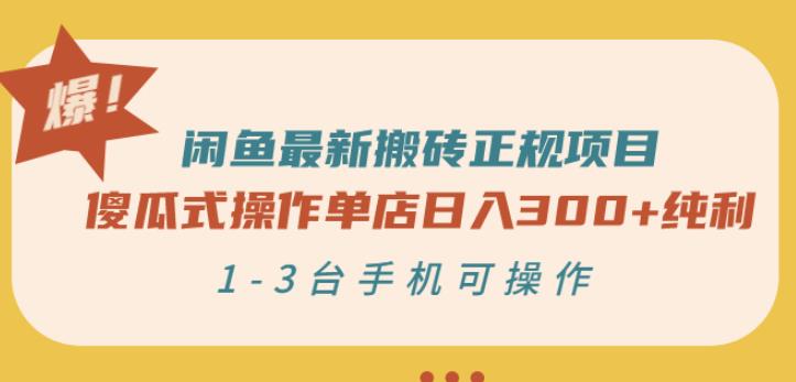 闲鱼最新搬砖正规项目：傻瓜式操作单店日入300+纯利，1-3台手机可操作-逐浪前行