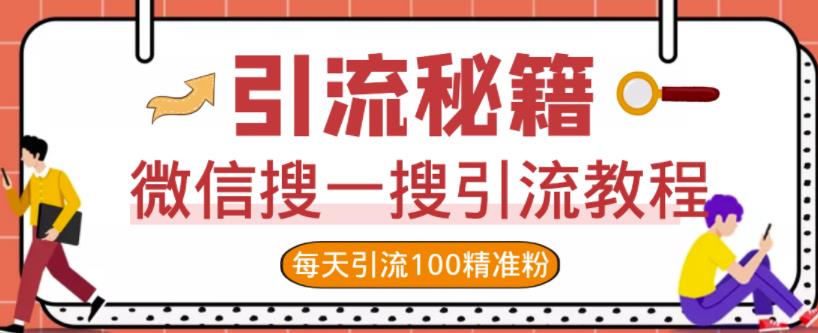 微信搜一搜引流教程，每天引流100精准粉-逐浪前行