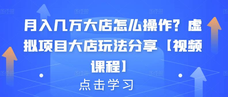月入几万大店怎么操作？虚拟项目大店玩法分享【视频课程】-逐浪前行