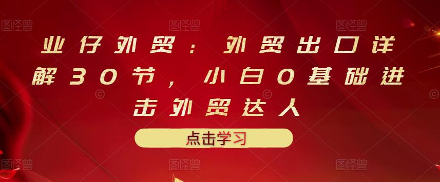 业仔外贸：外贸出口详解30节，小白0基础进击外贸达人 价值666元-逐浪前行