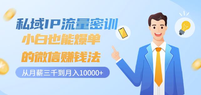 私域IP流量密训：小白也能爆单的微信赚钱法，从月薪三千到月入10000+-逐浪前行