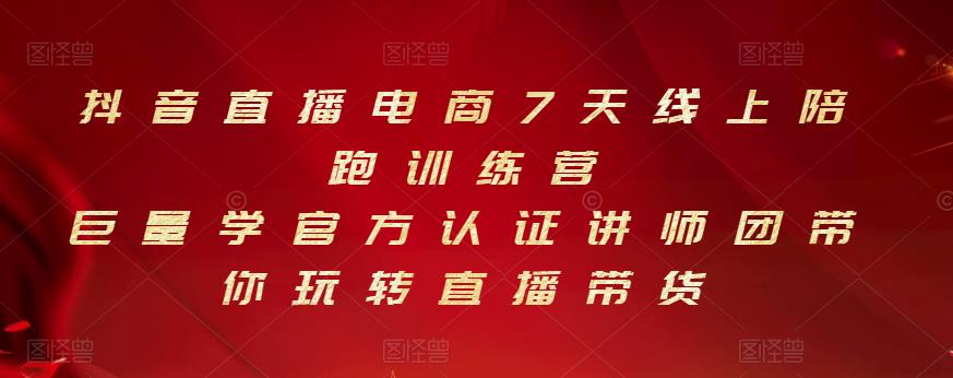 抖音直播电商7天线上陪跑训练营，巨量学官方认证讲师团带你玩转直播带货-逐浪前行