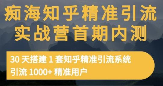 痴海知乎精准引流实战营1-2期，30天搭建1套知乎精准引流系统，引流1000+精准用户-逐浪前行