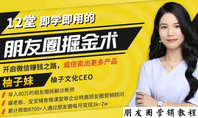 【营销必学】12堂学之即用的朋友圈掘金术：开启你的副业赚钱之路-逐浪前行