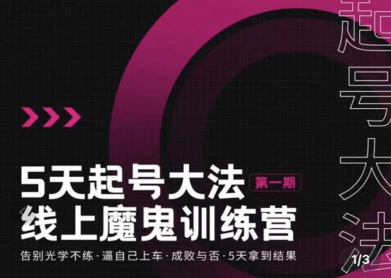 大播·五天起号魔鬼训练营，告别光学不练，逼自己上车，成败与否，5天拿到结果-逐浪前行
