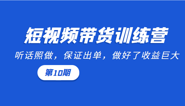 短视频带货训练营：听话照做，保证出单，做好了收益巨大（第10期）-逐浪前行