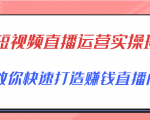 短视频直播运营实操班,直播带货精细化运营实操,教你快速打造赚钱直播间-逐浪前行