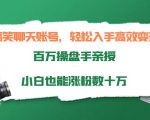 搞笑聊天账号,轻松入手高效变现,百万操盘手亲授,小白也能涨粉数十万-逐浪前行