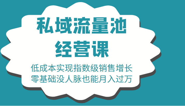 16堂私域流量池经营课：低成本实现指数级销售增长，零基础没人脉也能月入过万-逐浪前行