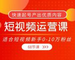 短视频运营课，适合短视频新手0-10万粉丝，快速起号产出优质内容（无水印）-逐浪前行