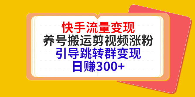 快手流量变现，养号搬运剪视频涨粉，引导跳转群变现日赚300+-逐浪前行