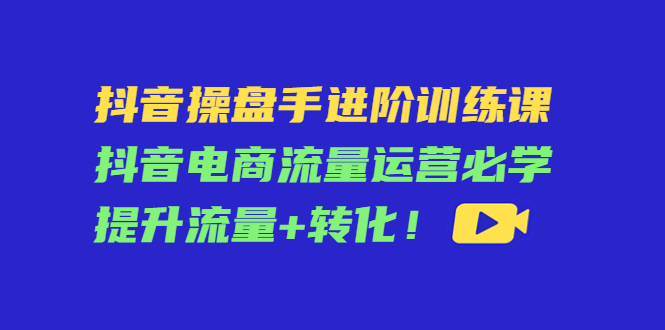 抖音操盘手进阶训练课：抖音电商流量运营必学，提升流量+转化-逐浪前行