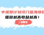 中视频计划冷门蓝海项目【二创解说】陪跑课程:播放越高收益越高-逐浪前行