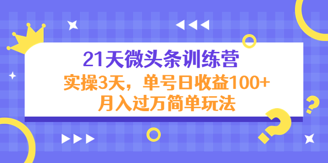 21天微头条训练营，实操3天，单号日收益100+月入过万简单玩法-逐浪前行