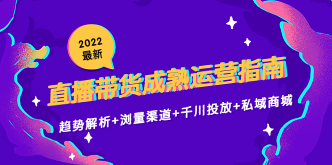 2022最新直播带货成熟运营指南3.0：趋势解析+浏量渠道+千川投放+私域商城-逐浪前行