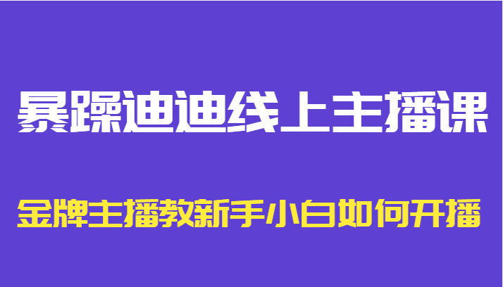 暴躁迪迪线上主播课，金牌主播教新手小白如何开播-逐浪前行