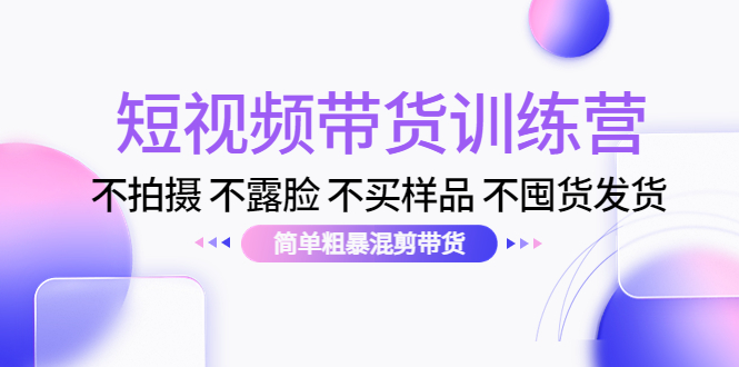 短视频带货训练营：不拍摄 不露脸 不买样品 不囤货发货 简单粗暴混剪带货（第三期）-逐浪前行