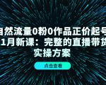 自然流量0粉0作品正价起号11月新课:完整的直播带货实操方案-逐浪前行