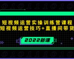 2022短视频运营实操训练营课程,提升短视频运营技巧+直播间带货技巧-逐浪前行
