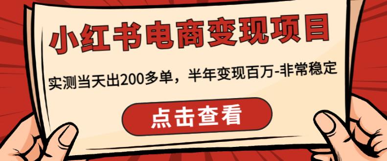 顽石·小红‬书电商变现项目，实测当天出200多单，半年变现百万，非常稳定-逐浪前行
