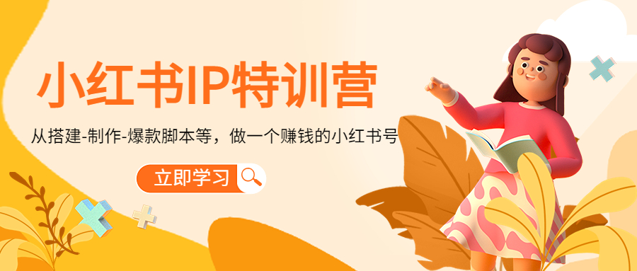 小红书IP特训营：从搭建-制作-爆款脚本等等，做一个赚钱的小红书号-逐浪前行