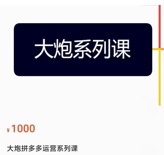 大炮拼多多运营系列课，各类​玩法合集，拼多多运营玩法实操-逐浪前行
